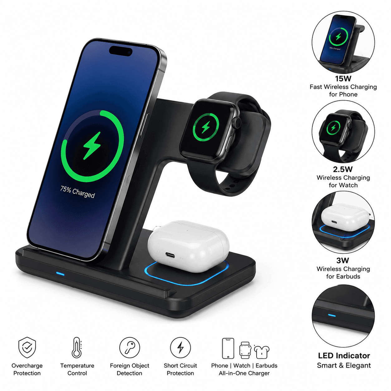 3-in-1 Fast Wireless Charging Station